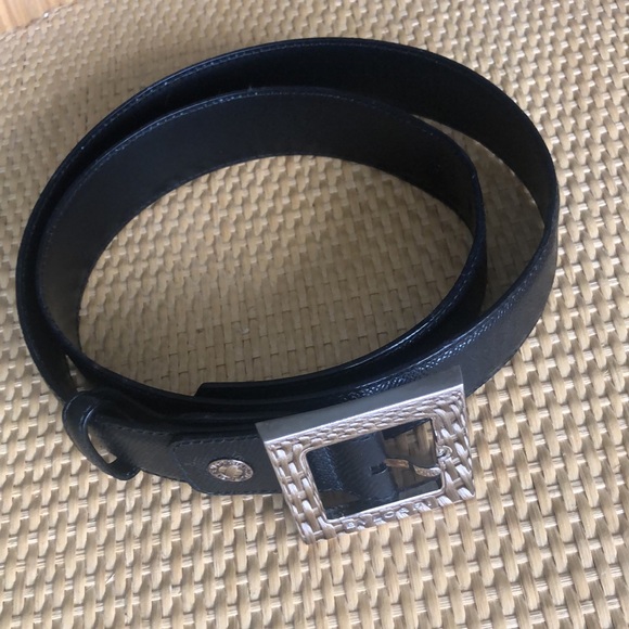 J.Crew Woven Square Buckle Belt – Stripe Natural/Black – XS 
